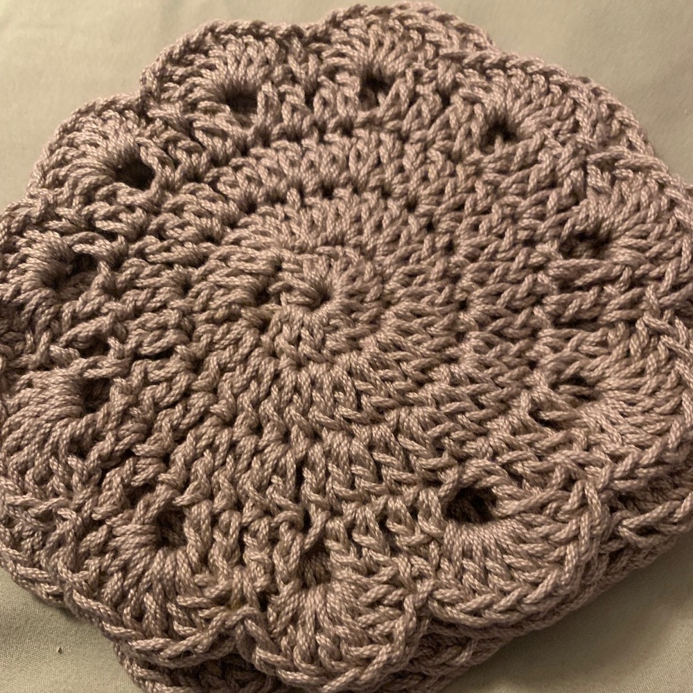 Set of 4 Handmade Crocheted Coasters - New - 100% cotton